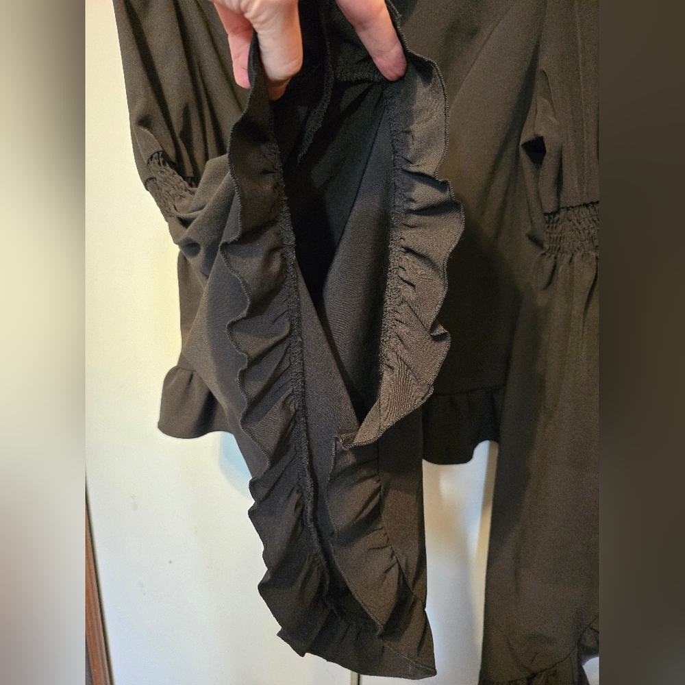 ROMWE Black Ruffled Blouse - Picture 2 of 6